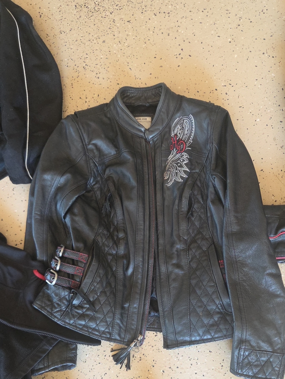 Genuine Harley-Davidson Soltice Black Quilted Leather Jacket W/Embroidered Crest